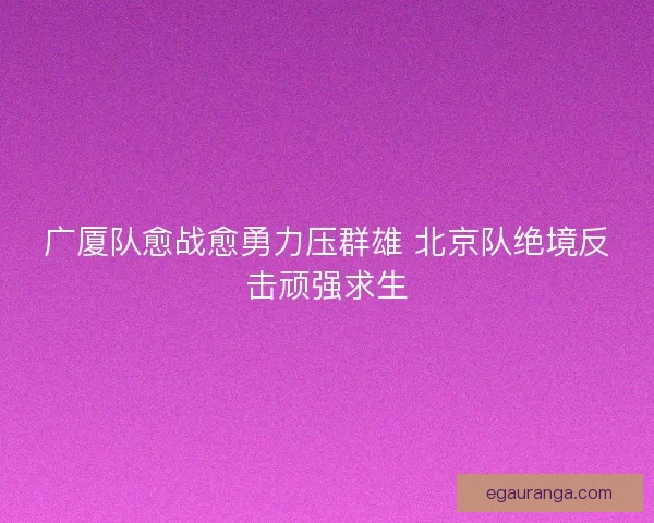 广厦队愈战愈勇力压群雄 北京队绝境反击顽强求生